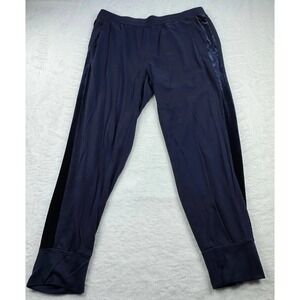 Eileen Fisher Jogger Pants Women's‎ Medium Navy Blue Side Velour Stripe Pull-On